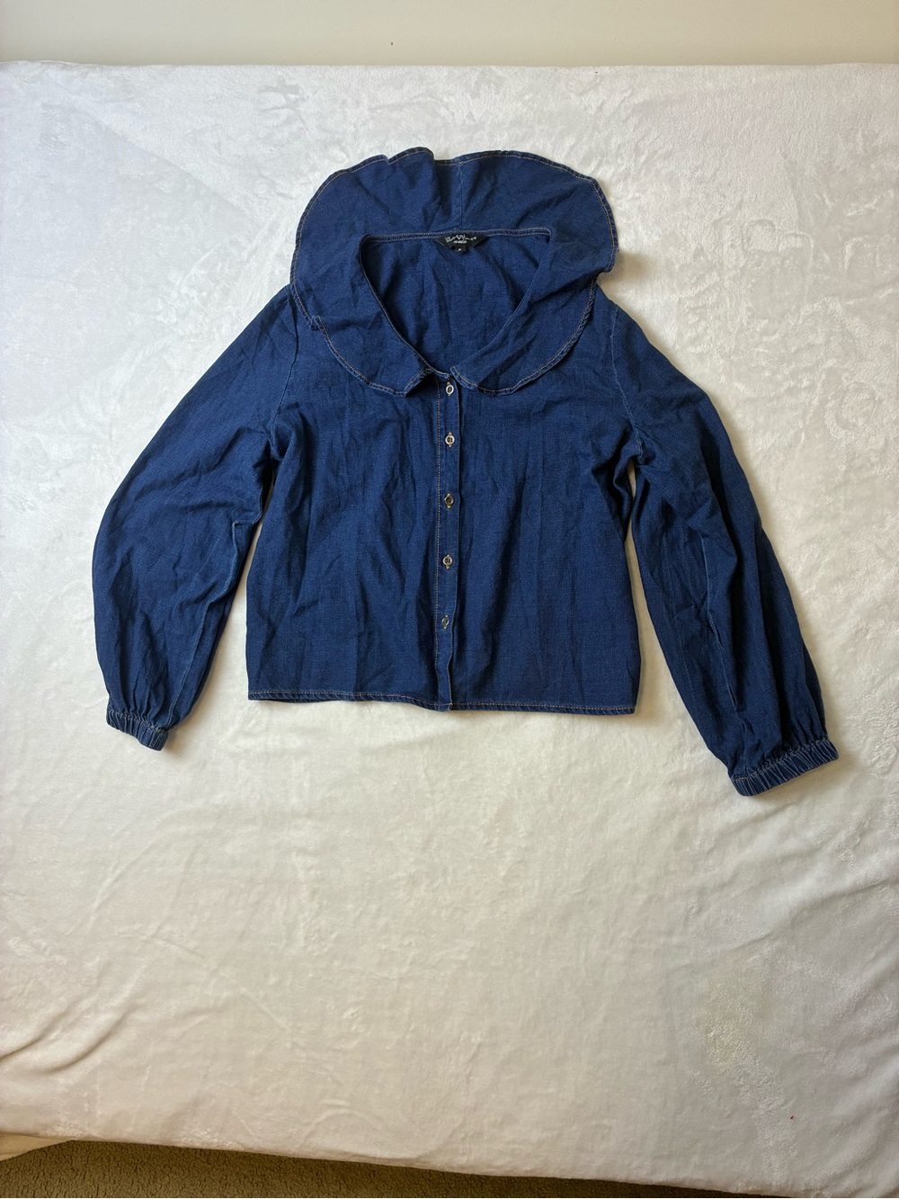 Velvet Heart Navy Button-Front Shirt with Contrast Stitching